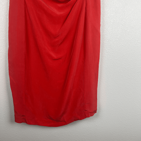 Lafayette 148 Silk Knee Length Short Sleeve Dress Orange Sz 12‎ - Picture 3 of 6